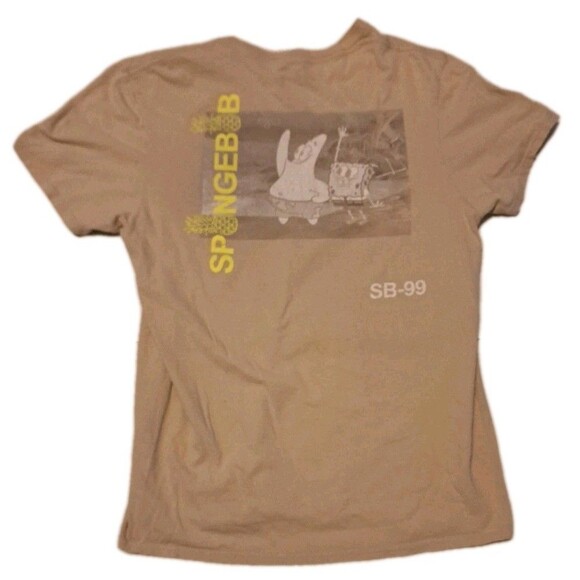SpongeBob Nickelodeon Medium Grey Distressed Short Sleeve Bikini Bottom T-Shirt - Picture 7 of 8